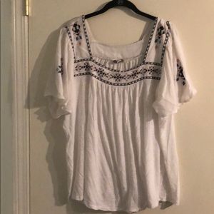 Peasant top with stitching detail